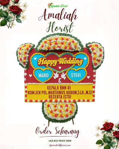 Karangan Papan Bunga Pernikahan di Dangdang
